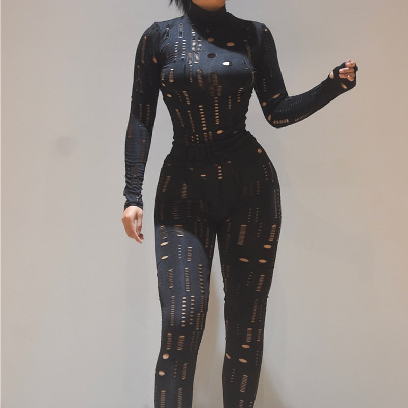 EtherealBe Women's Biker Style Two Piece Set Black Cutout