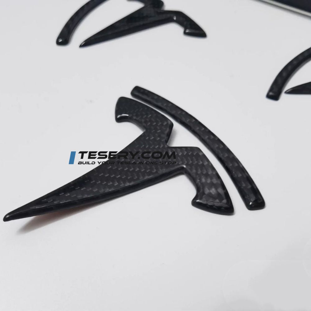 Model 3 / Y T Logo Overlay Front & Rear - Real Carbon Fiber Exterior