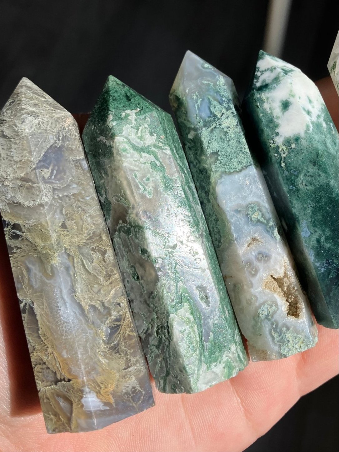 Moss Agate Tower – 3” Intuitive Pick, Earthy & Grounding