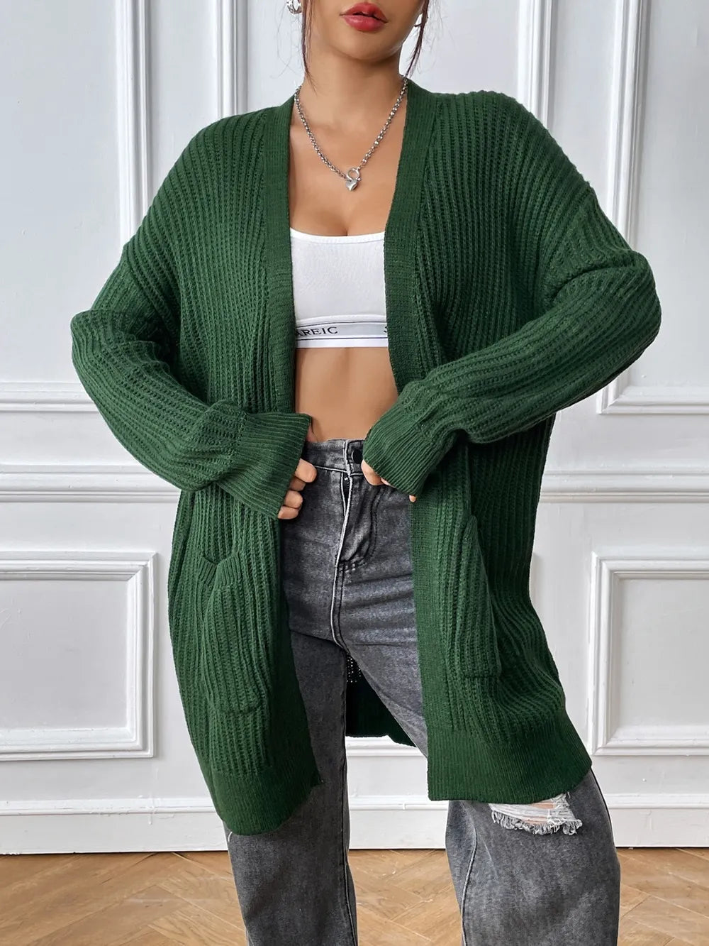 New dual pocket minimalist casual sweater cardigan