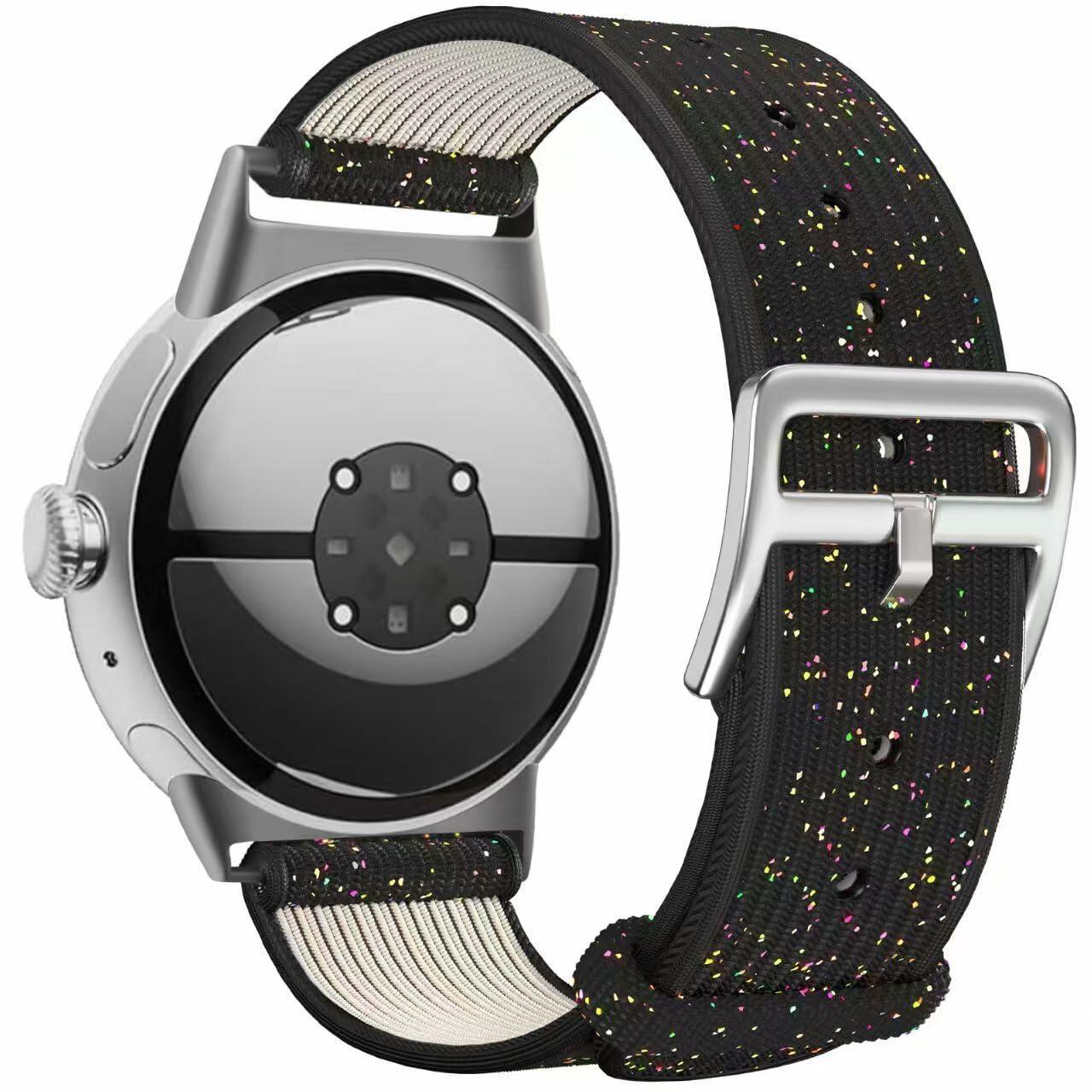 SKCC Nylon Bands for Google Pixel Watch 2 & 3 41mm Black Adjustable
