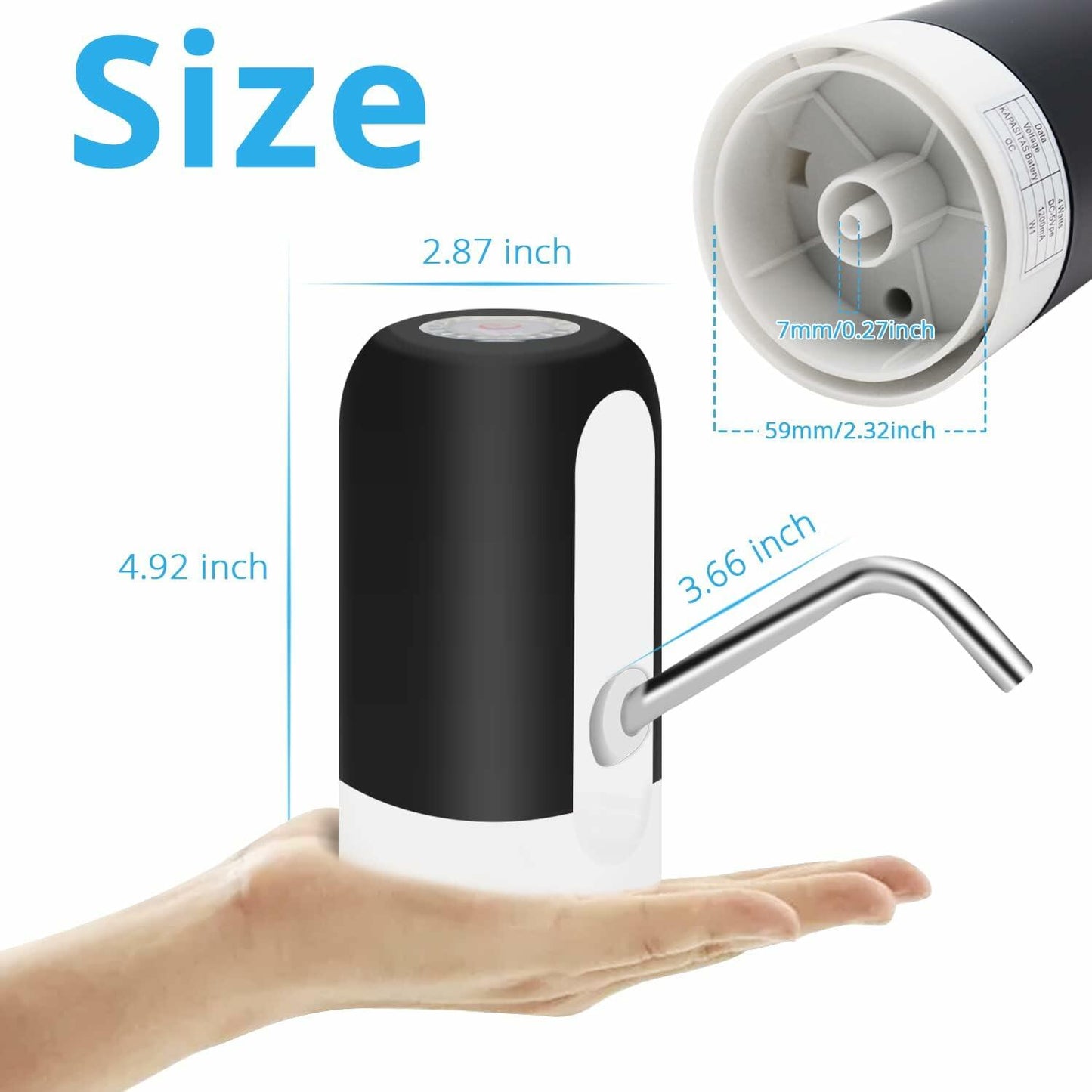 MJIYA 5 Gallon Automatic Water Dispenser USB Charging Switch Black