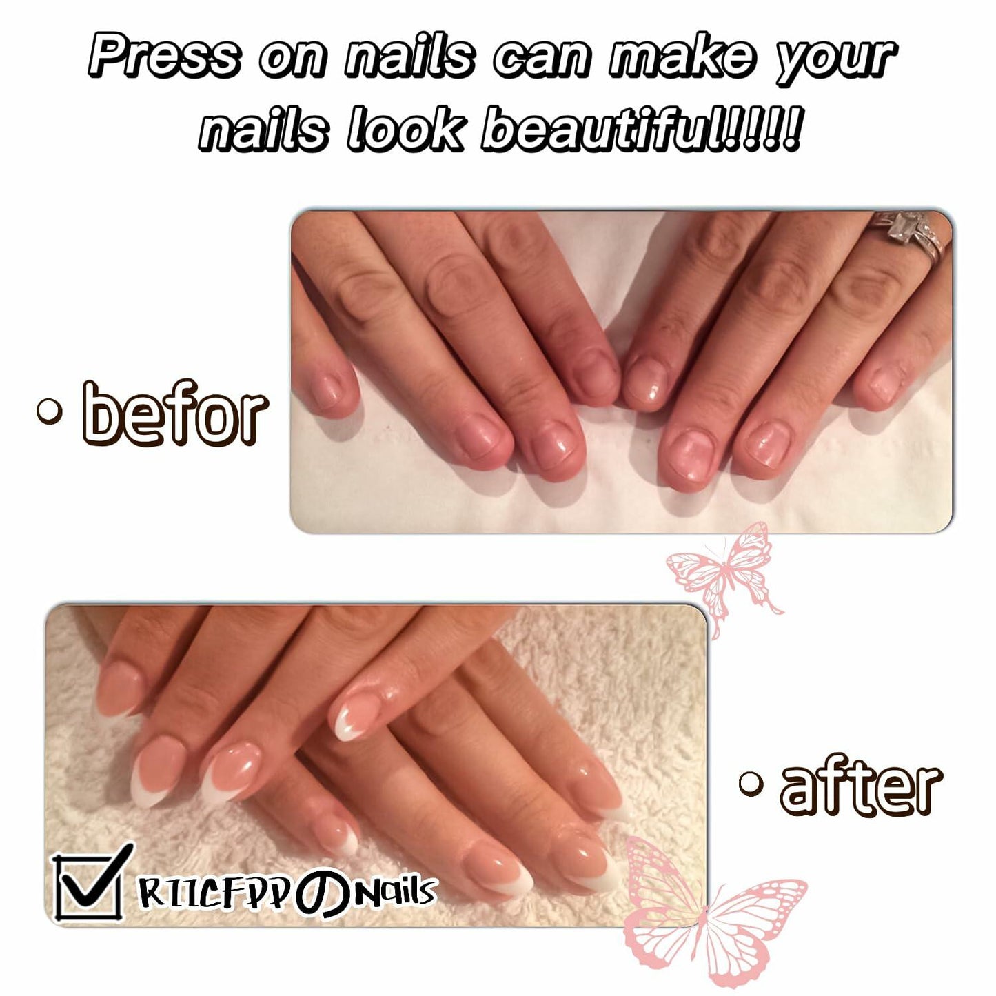 RIICFDD 24 Pcs White Snowflake Acrylic Press On Nails Full Cover Short Coffin