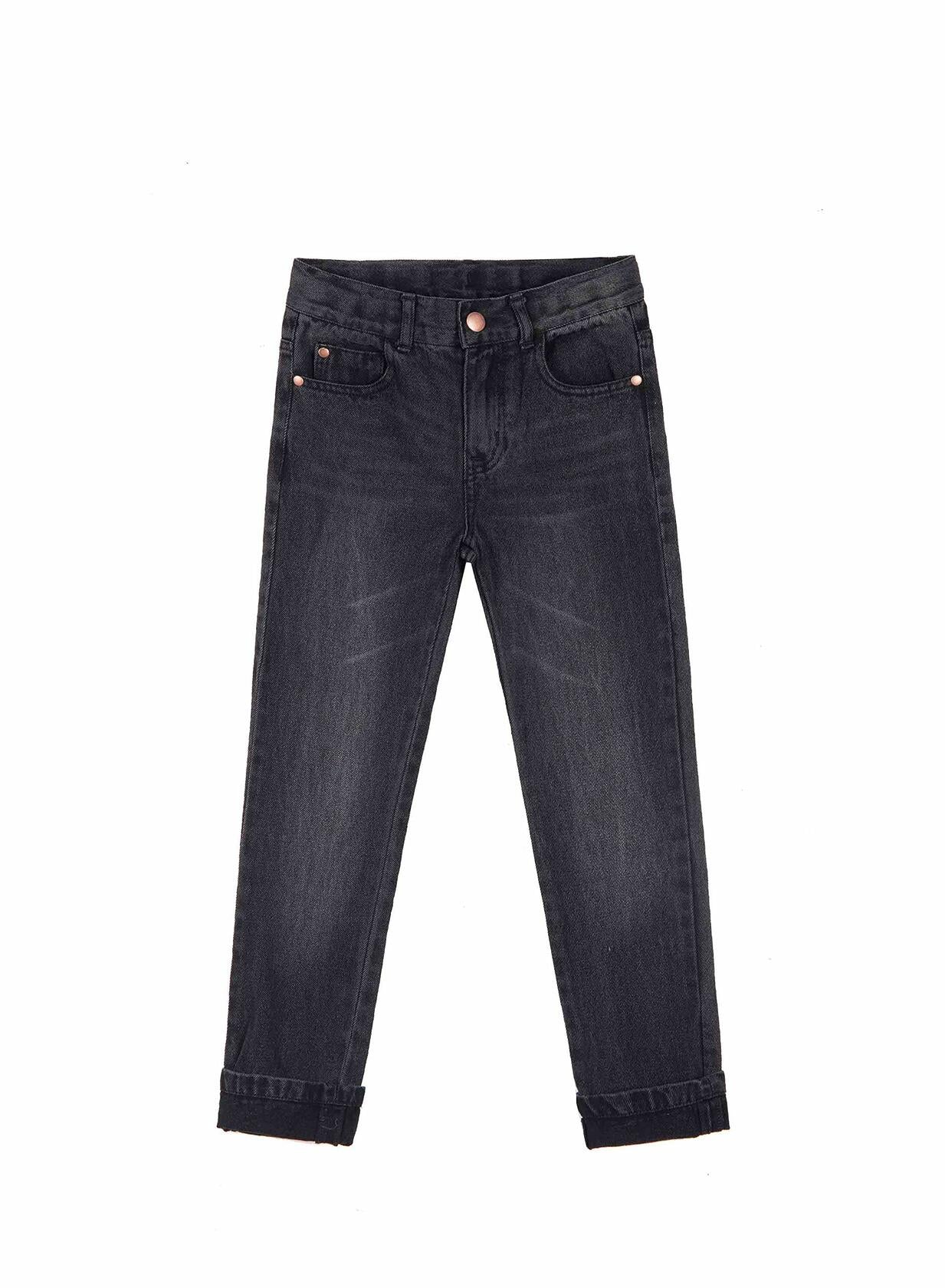 Bienzoe Boys Adjustable Waist Black Ripped Slim Denim Jeans Size 6