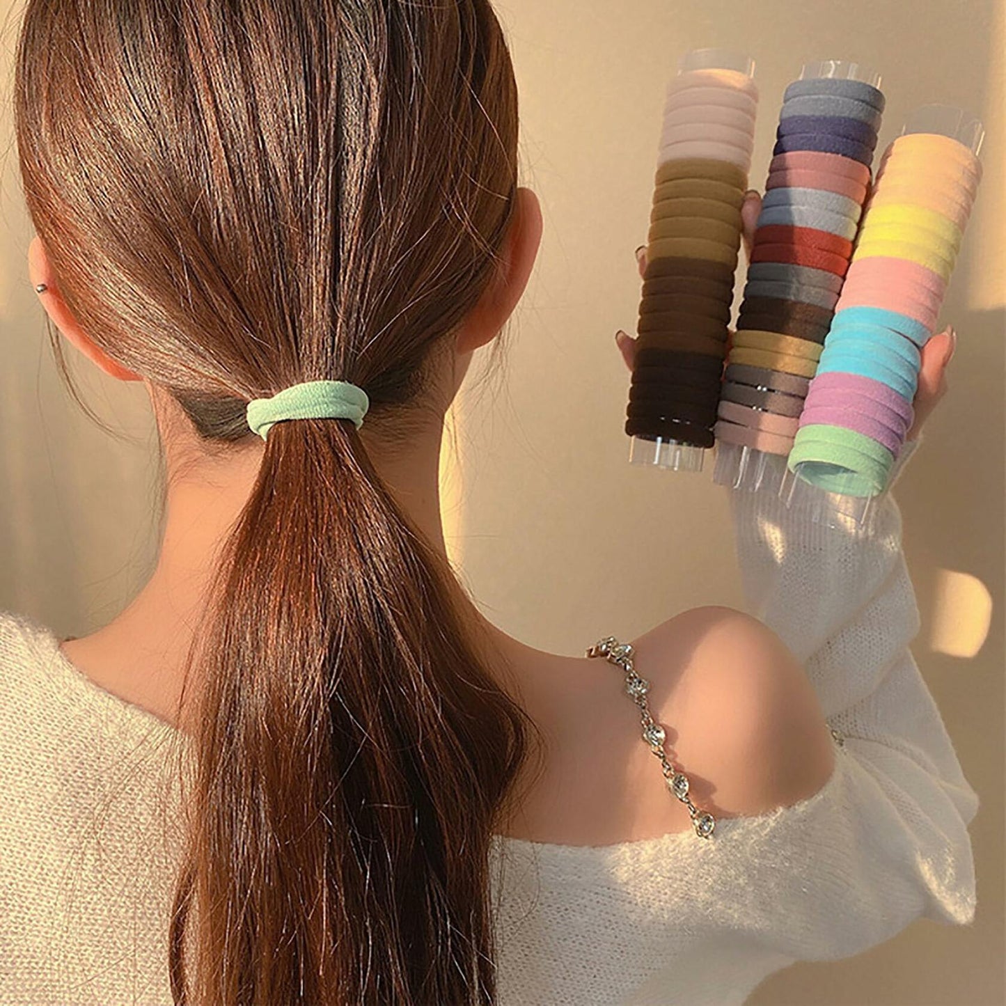 XXFBJNMD 20 Pcs Seamless Rubber Bands High Elasticity Soft Hair Bands HS