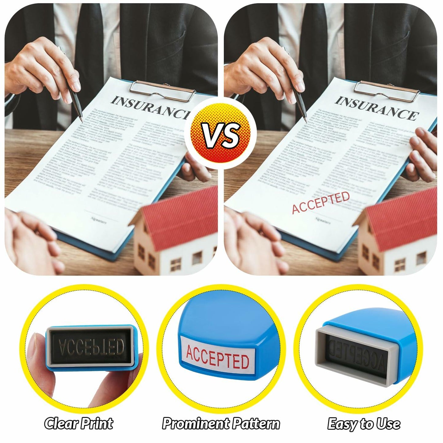 YIEMI Self-Inking Office Stamp Blue Red Ink Clear Crisp Impressions