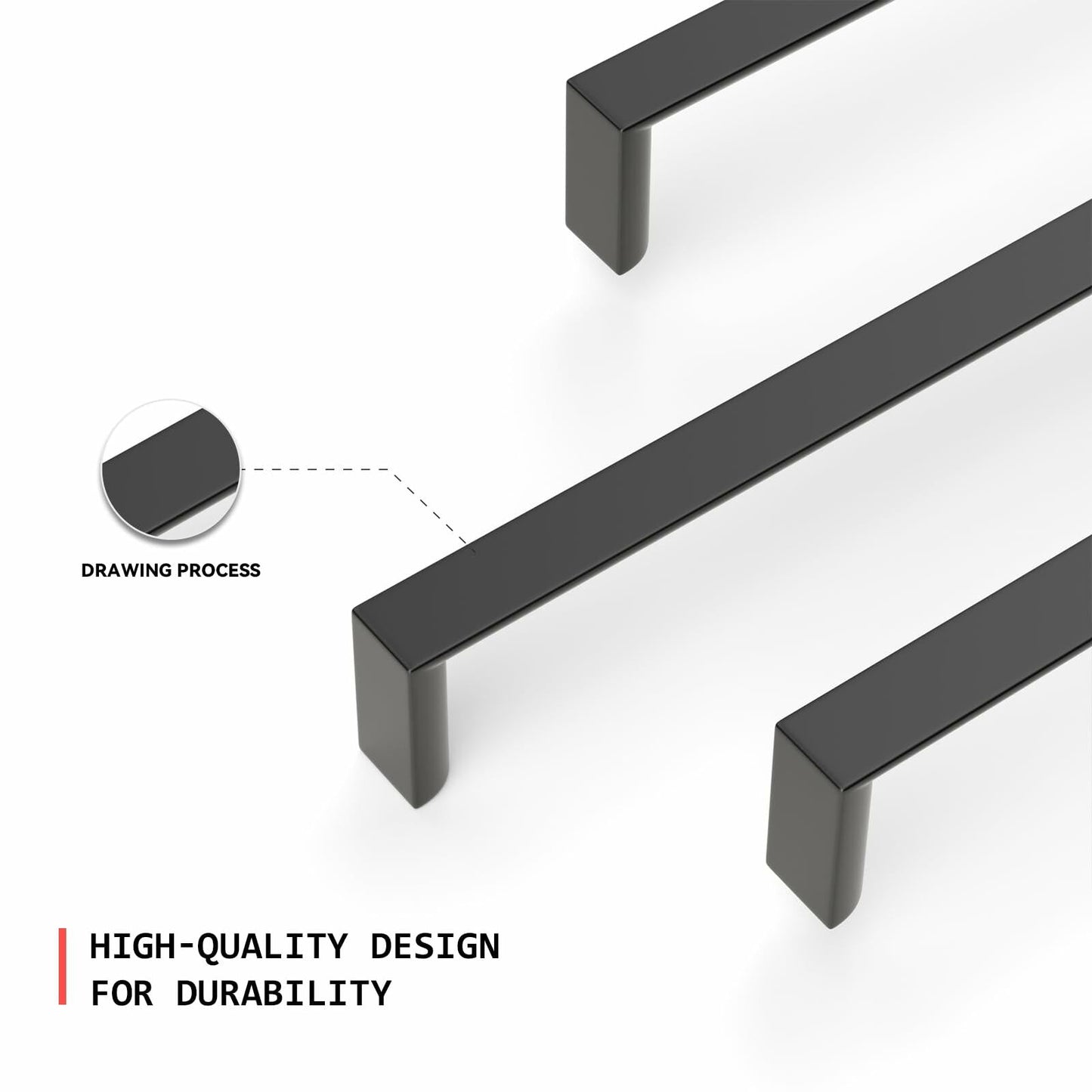 homdiy 10Pack 6-1/4in Matte Black Cabinet Handles 160mm Hole Centers