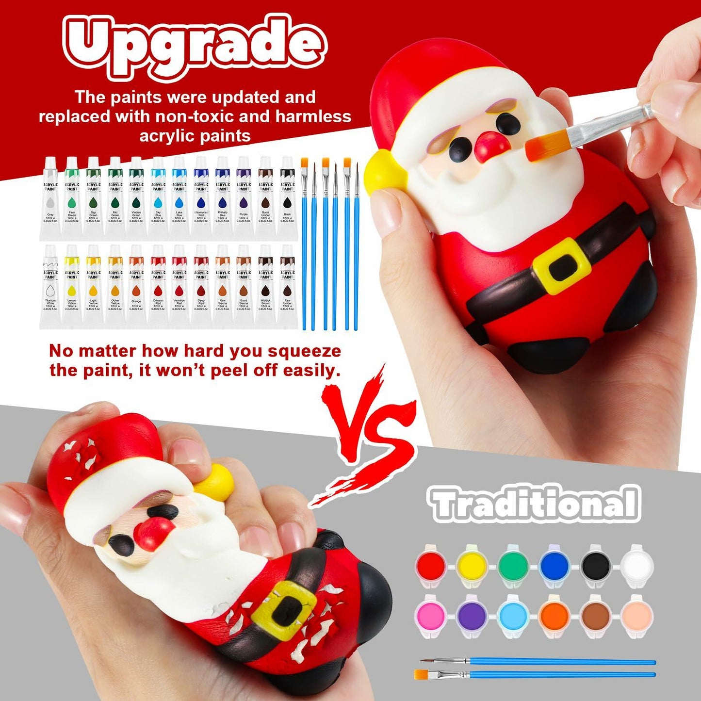 Poen 12 Pack Christmas Slow Rise Squeeze Soft Toy Kids Xmas Crafts