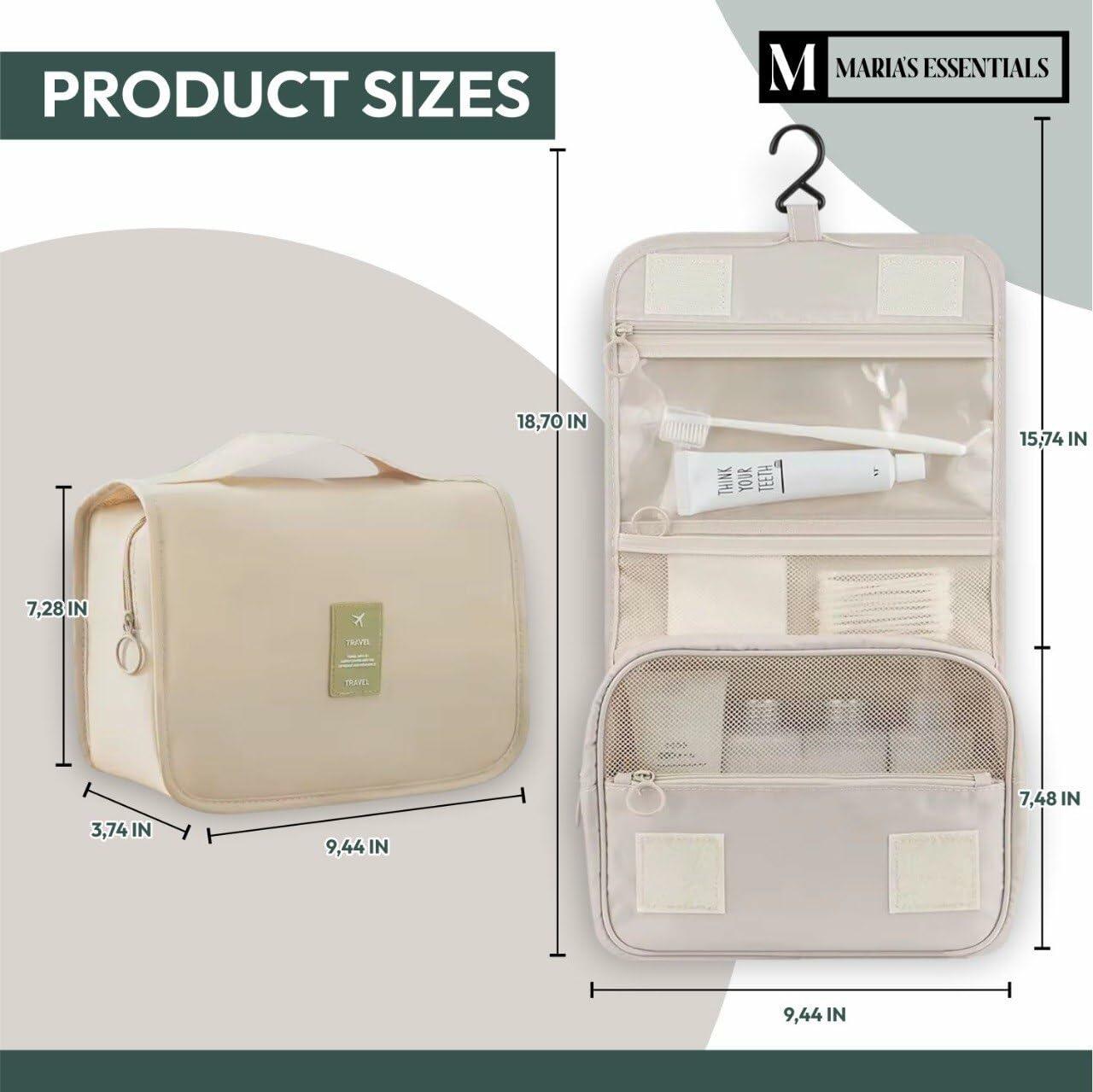 MARIA'S ESSENTIAL Makeup Bag Dual Facial Brush Medium Travel Organizer