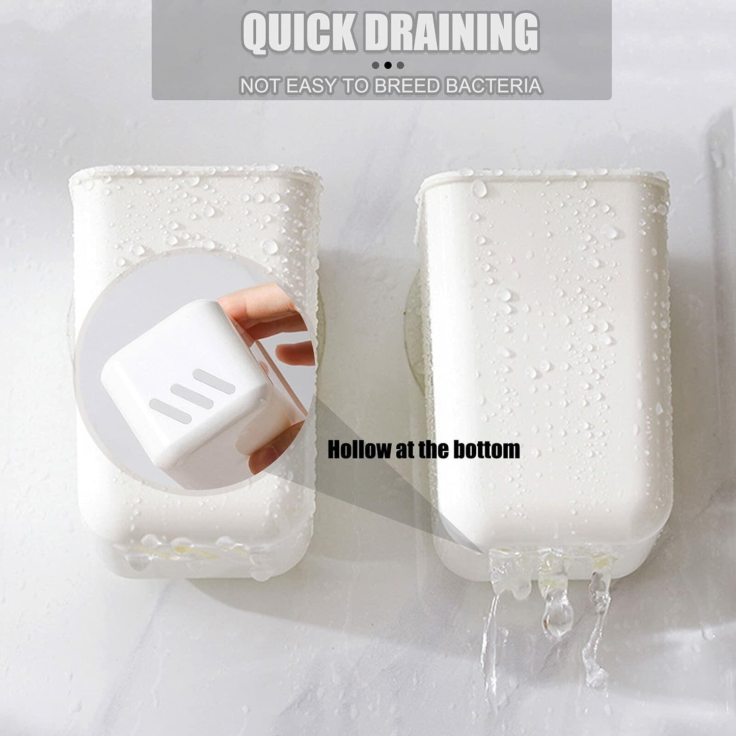 ORIJOYNA 2 Pack Wall Mounted Self-Adhesive Toothbrush Holder White