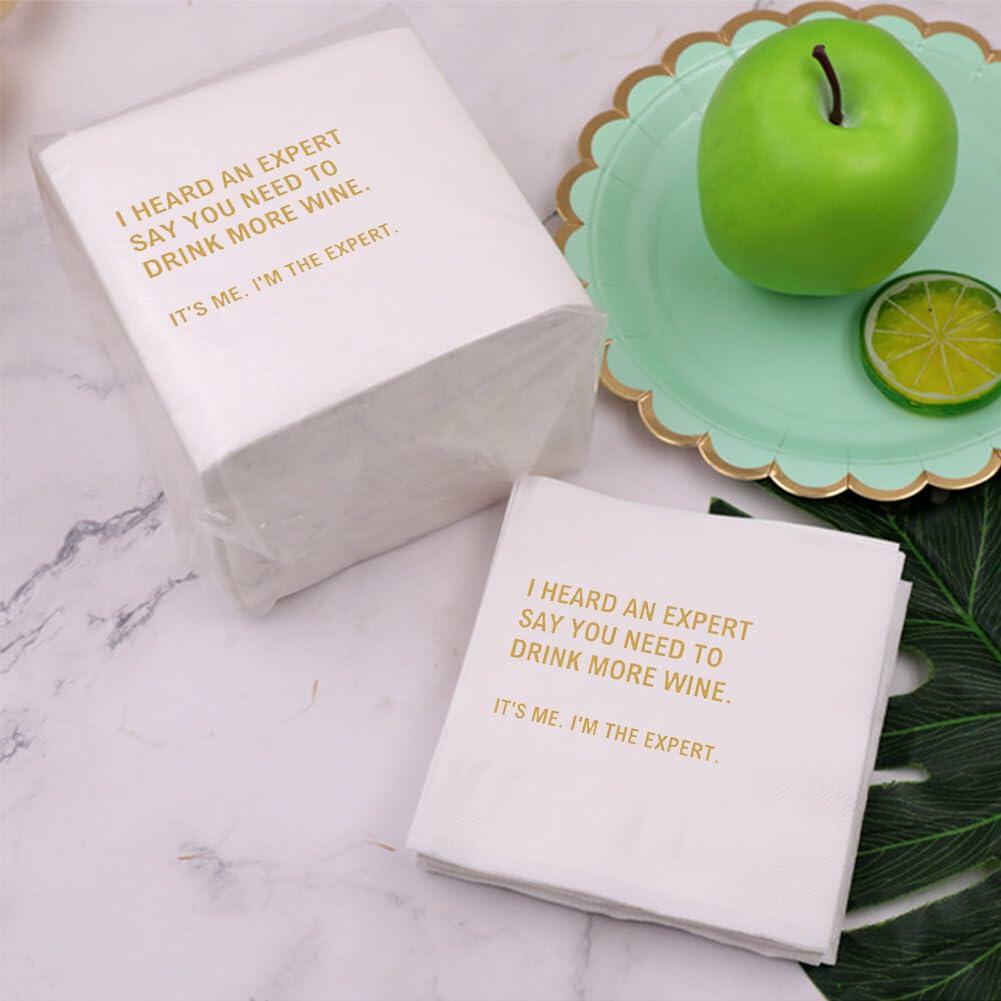[Like New] VOWFOO Funny Quotes Cocktail Napkins 4.5x4.5 2-ply 100pcs Gossip