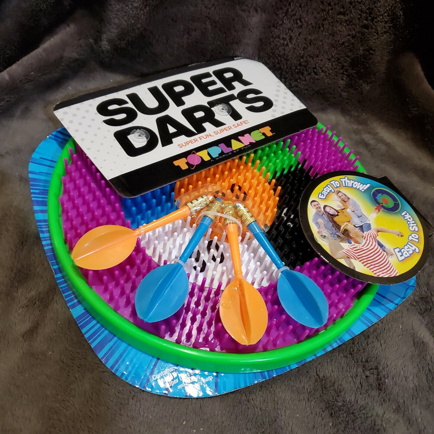 Big Time Toys Super Dart Board Darts Easy Throw Easy Stick Multi-Color