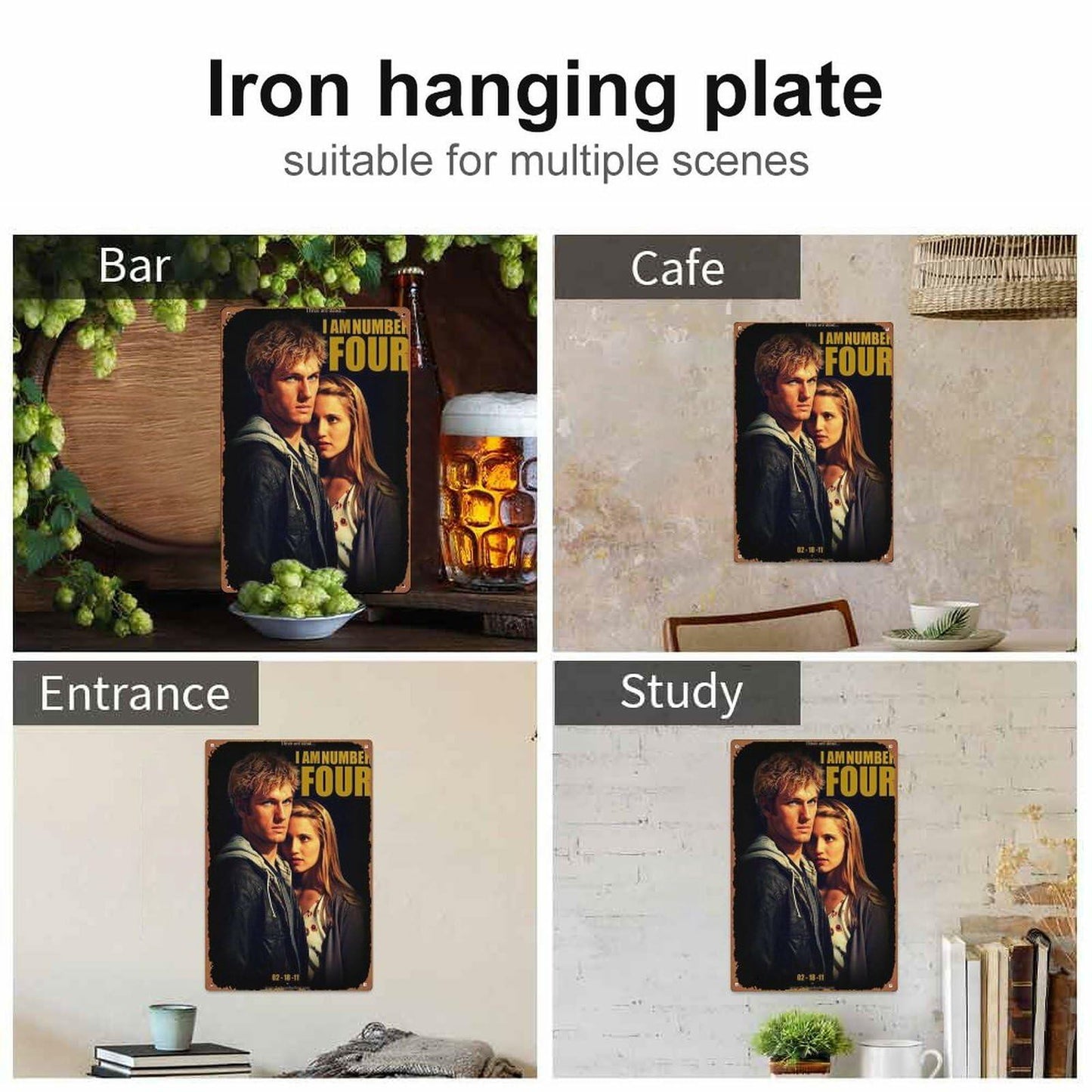 IEITB I Am Number Four Metal Tin Sign Vintage Wall Art 8x12 Inches