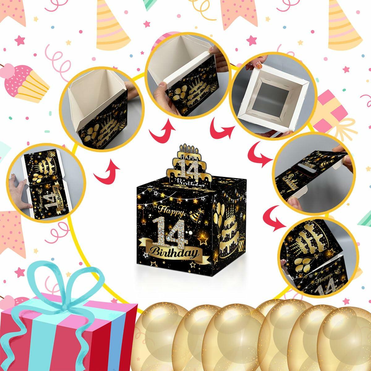 Toerifer Money Box Birthday Gift Black Gold 14 Years Old 35 Bags Size One Size