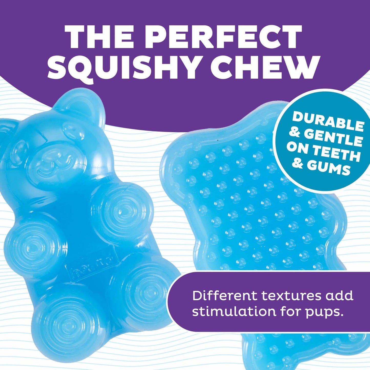 Outward Hound Gummiez Bear Dog Toy & Treat Stuffer 4.7" Blue Raspberry