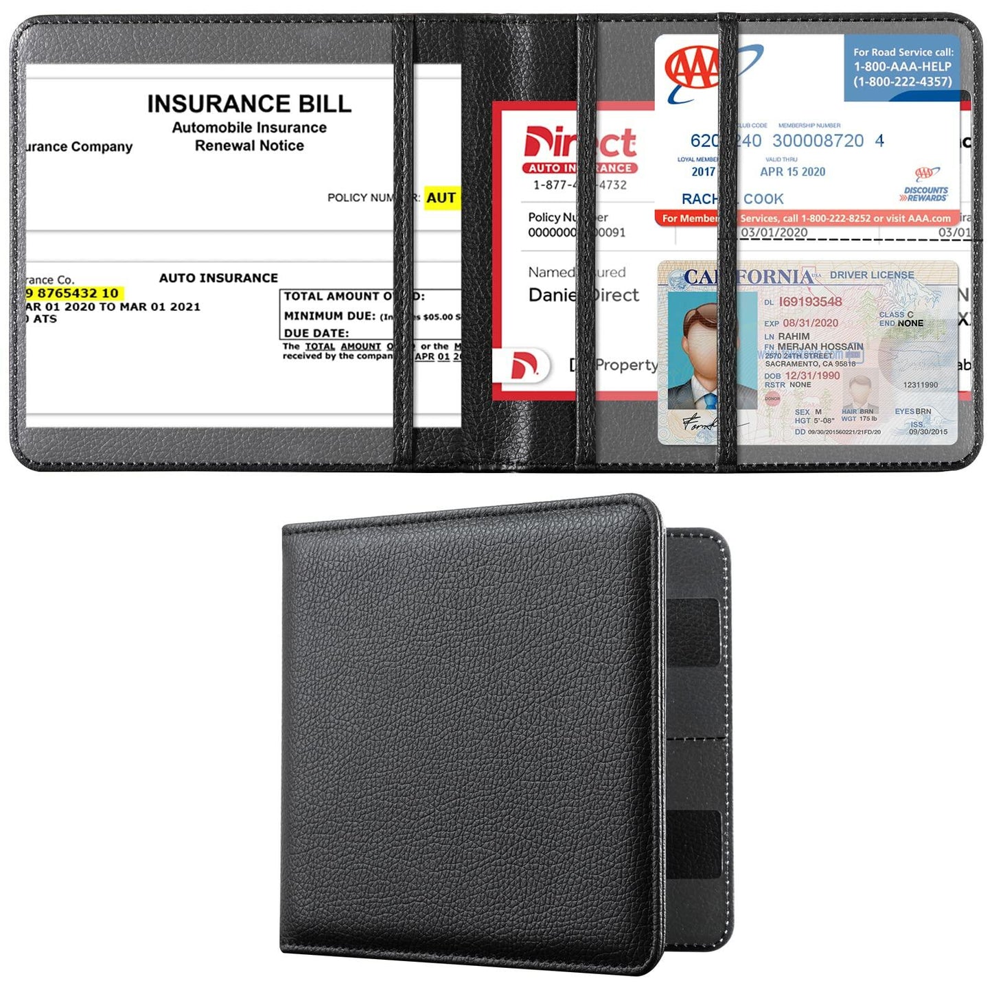 CoBak Car Registration & Insurance Holder Glove Box Organizer for Documents