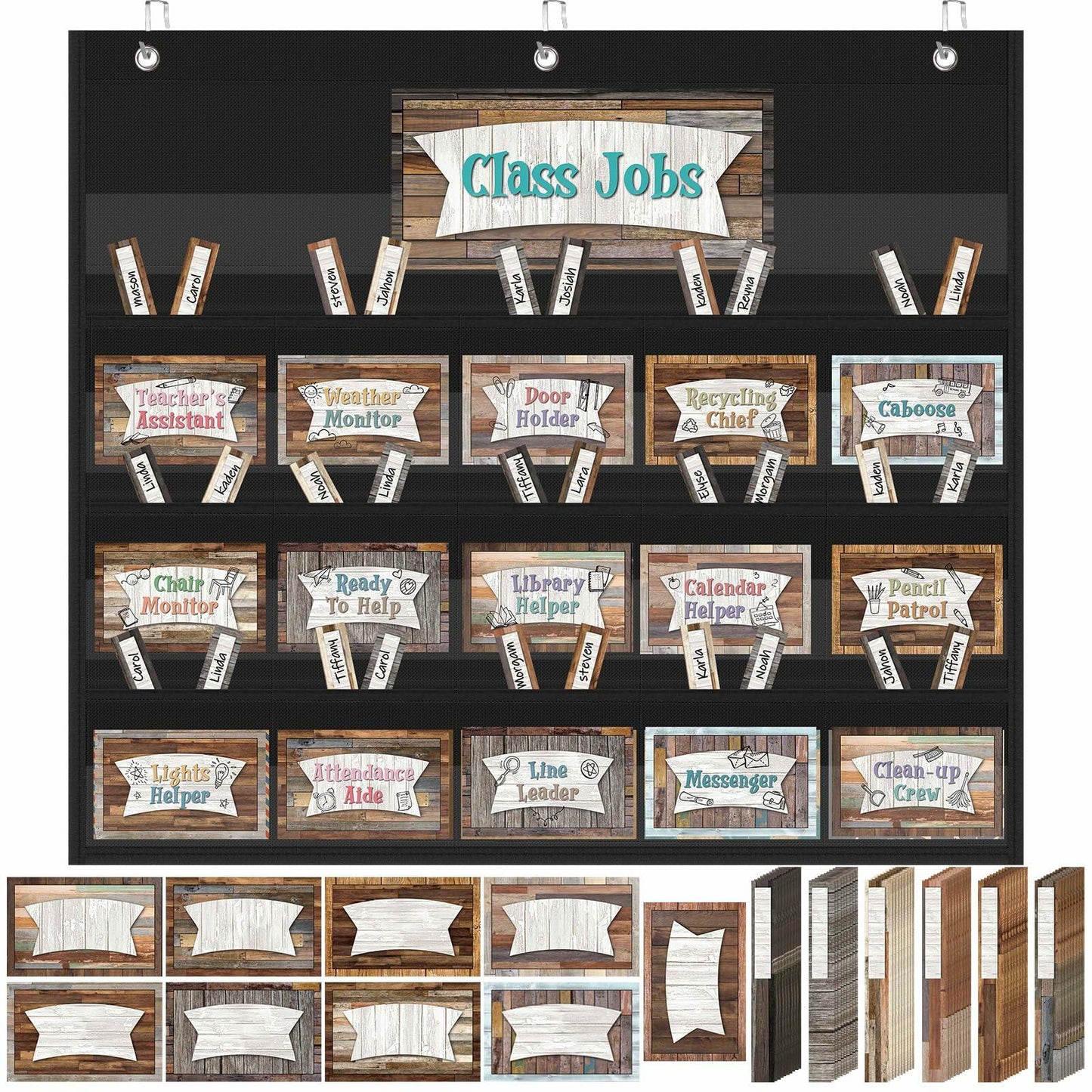 Fulmoon 86 Pc Class Jobs Pocket Chart Set Teacher Helper Home Sweet