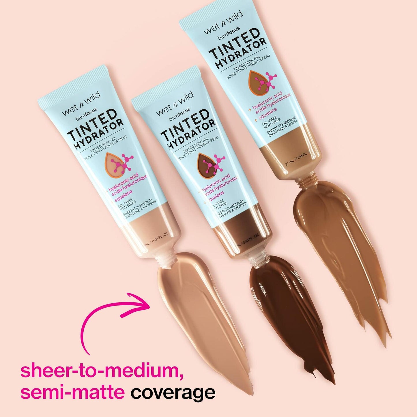wet n wild Bare Focus Tinted Hydrator Medium Deep Semi-Matte Buildable 0.91oz
