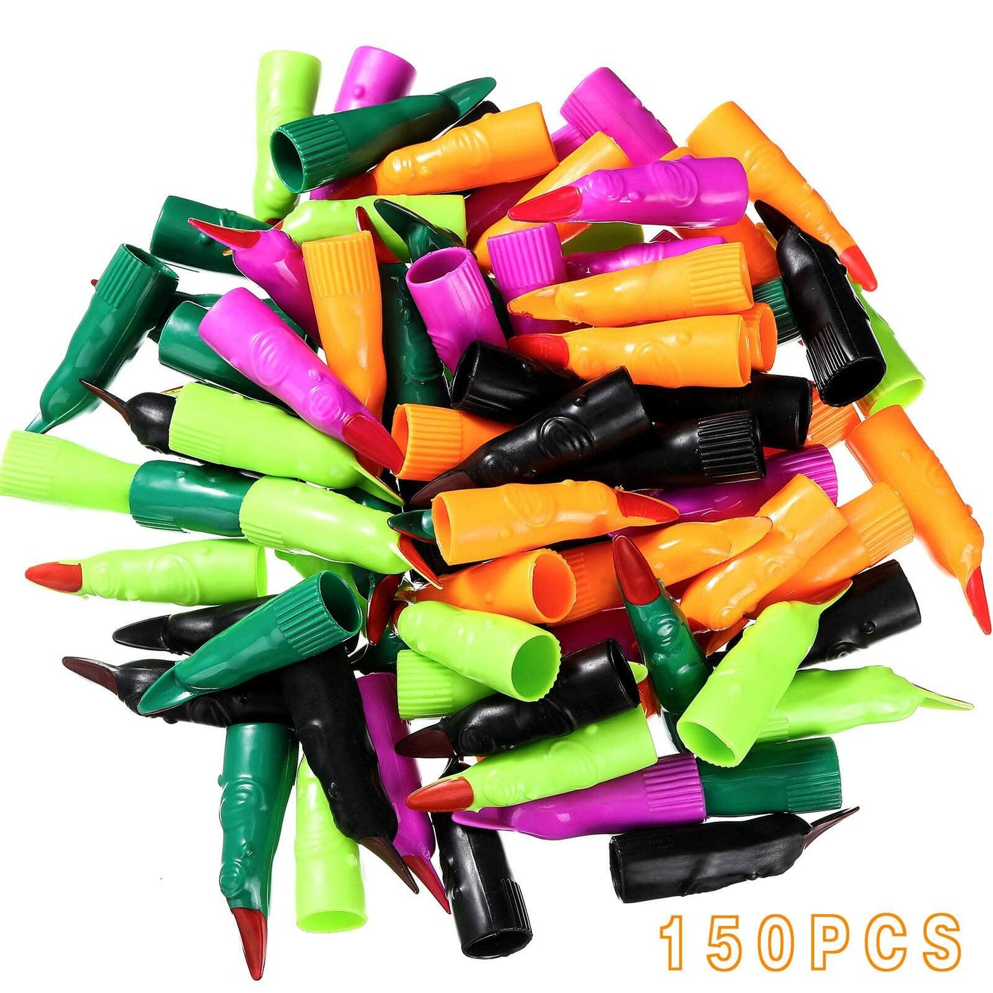 Sosation 150 Pcs Spooky Witch Fingers Fake Nails Black Halloween Gothic