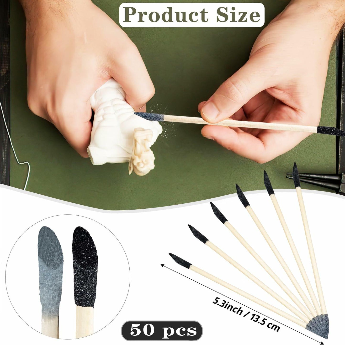 Nokiils 100Pcs Sanding Stick 280 Grit Fine Detailing 5.4x0.2 Inch Aluminum Oxide