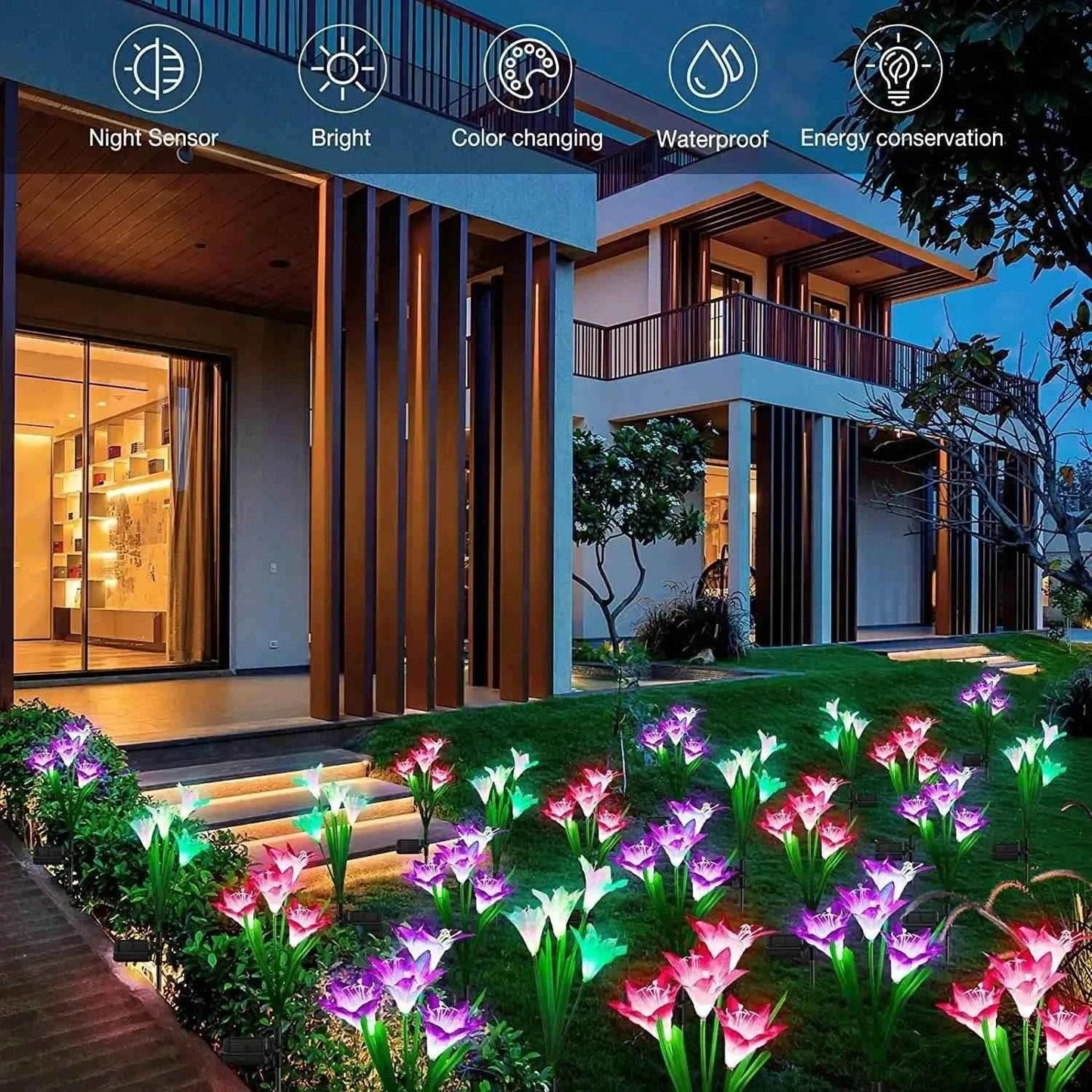 Dabsfavshop Outdoor Solar Lily Garden Lights - Decorative Pathway Lighting