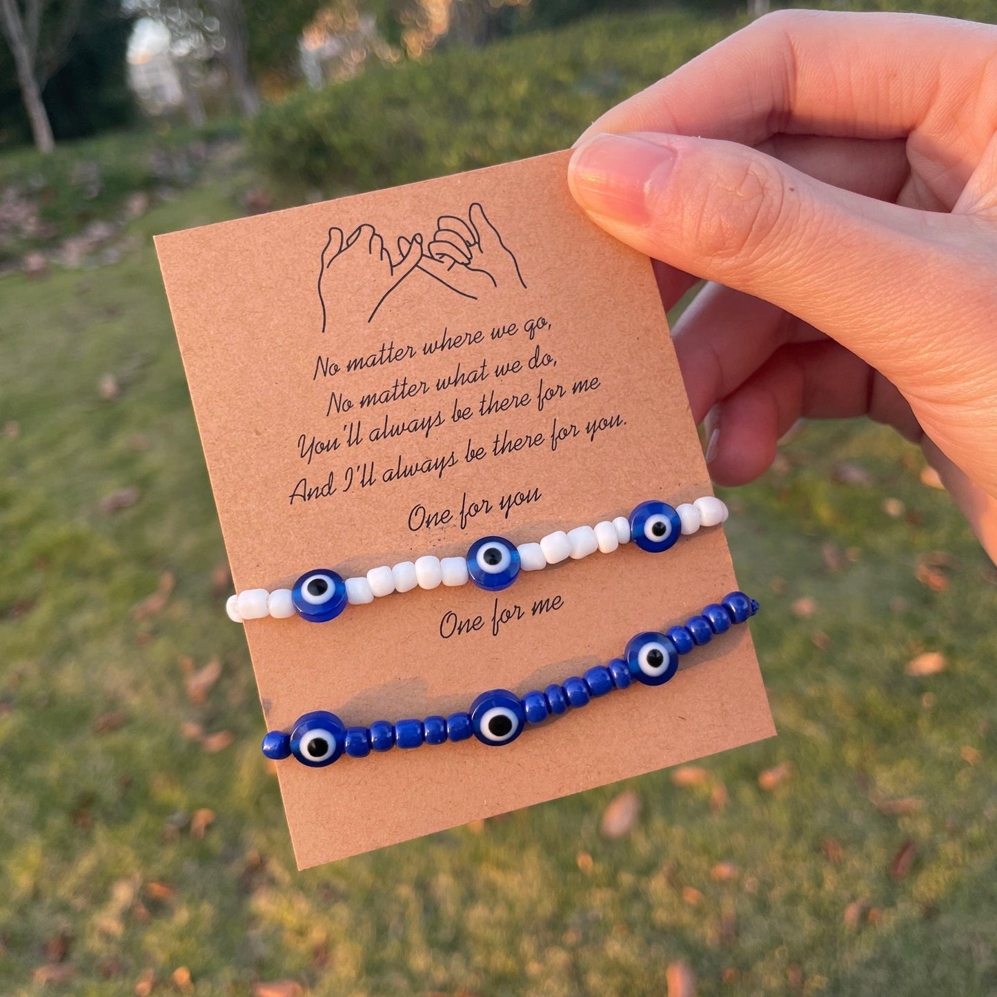 Pinky Promise Blue Bracelet Sets Colorful Crystal Bead Rope Chain Lucky Couple Bracelets Colorful Eye Bracelets Handmade Braided Rope Bracelets For Women Friendship Charm Jewelry