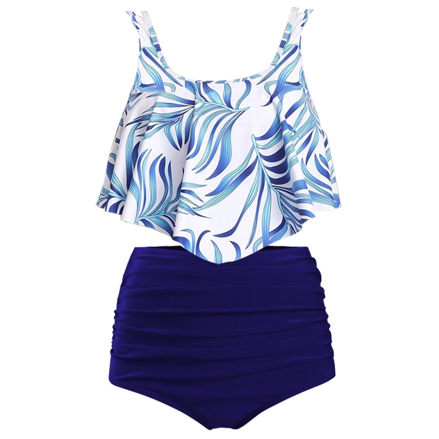 Women High Waist Bikini Plus Size Swimwear Summer Swimsuit Beach Bathing Suit Ruffle Bikini  Floral Printed Ruffle High Waist Bikini Set Women's Tummy Control Bathing Suit Swimsuit Flounce Peplum
