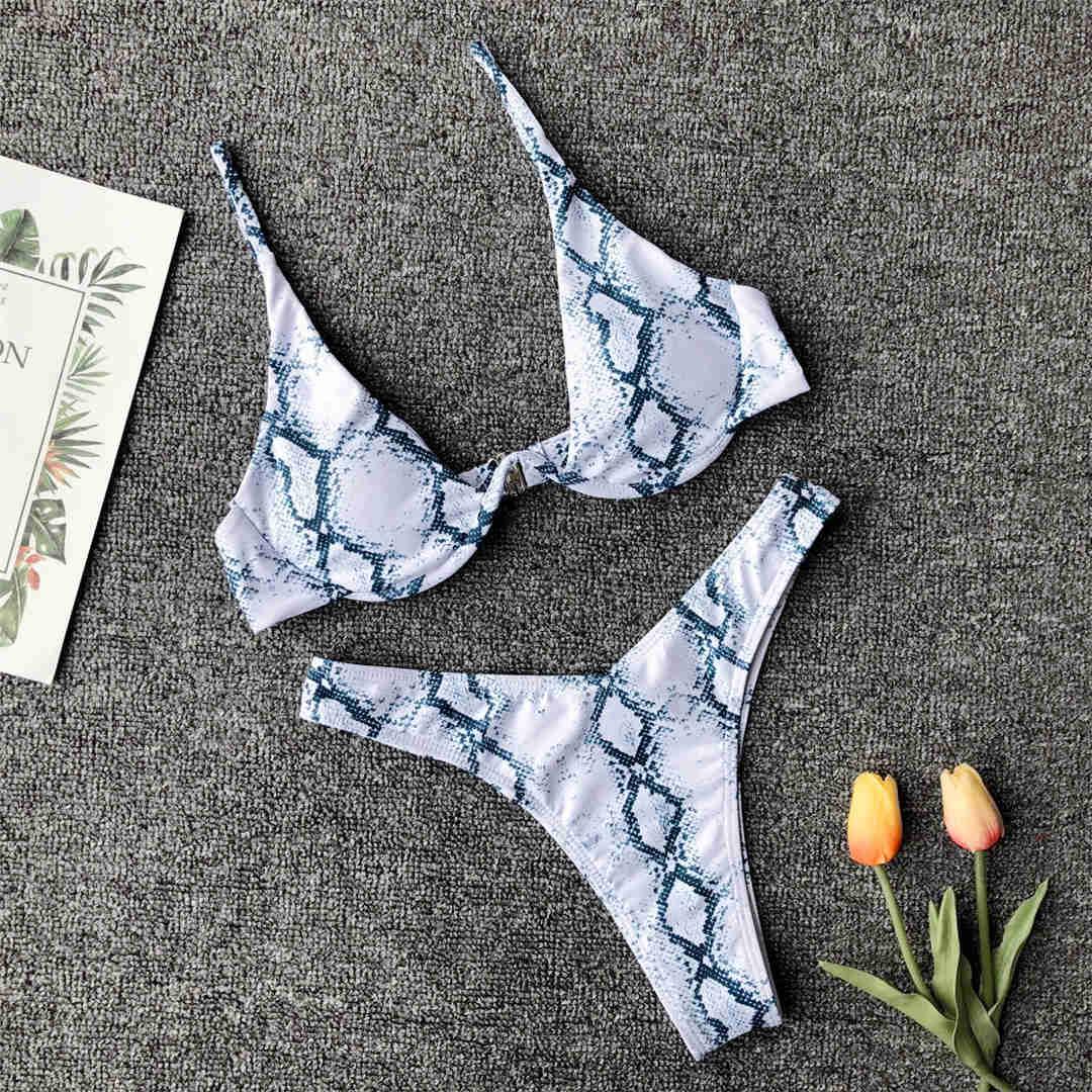 Underwired Bikini Female Swimsuit Women Swimwear Two-Piece V Shape Wire Bikini Set Bather Bathing Suit Women Micro Bikini Set Shiny Metallic 2 Piece Swimsuit Push Up Underwire Swimwear Bathing Suit