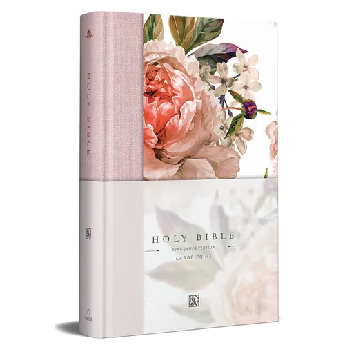 KJV Holy Bible, Large Print Medium Format, Pink Cloth Hardcover W/Ribbon Marker, Red Letter