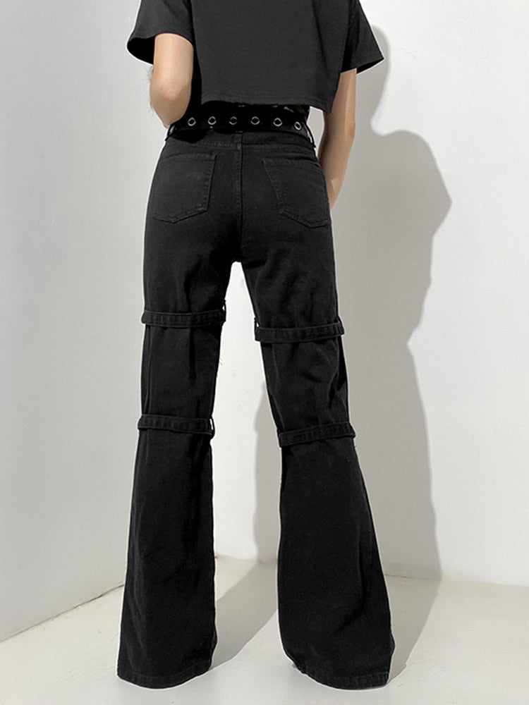 EtherealBe black mall goth cargo pants women - Buckle Straps