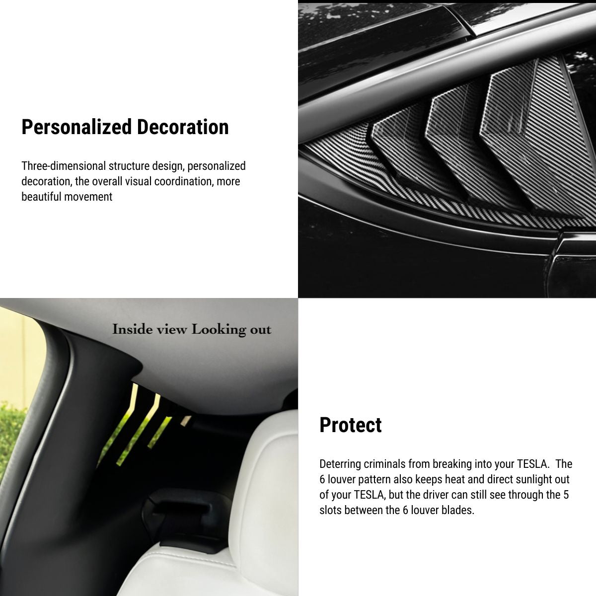 TESERY Side Window Vent Cover for Model Y | 3 Finishes | 2-Pack