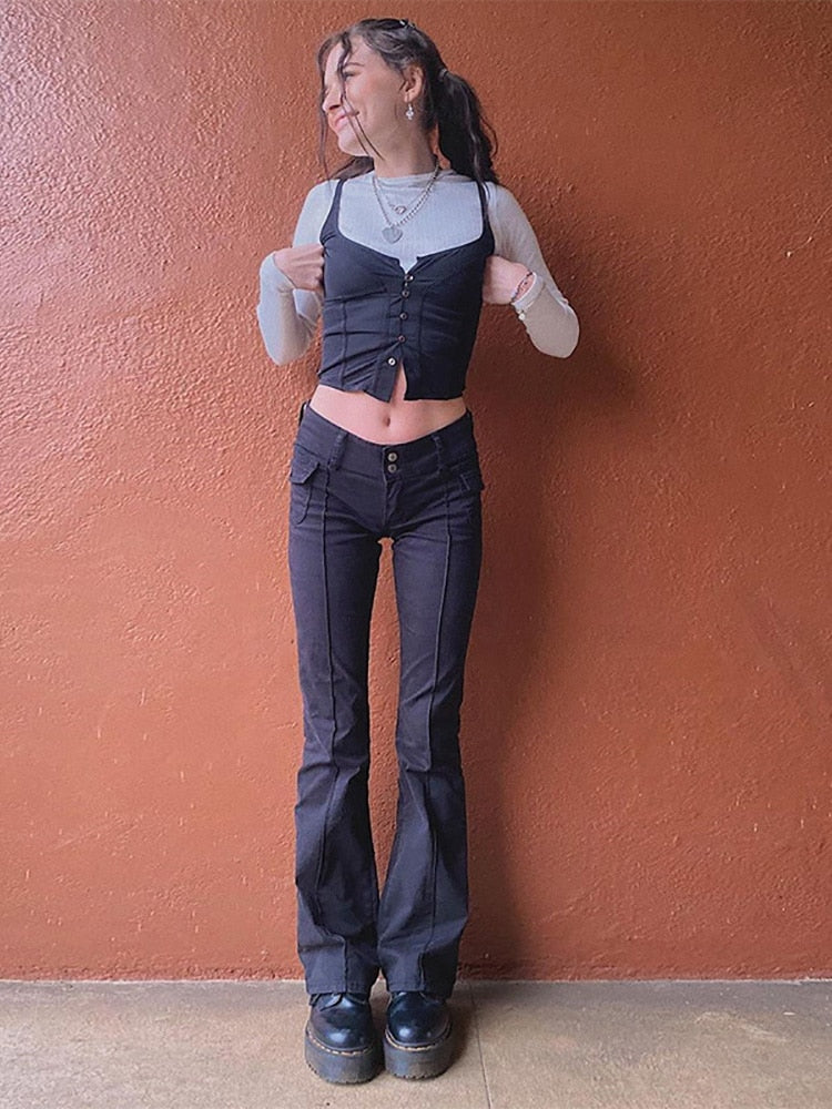 EtherealBe Slim Fit Flare Pants with Pockets