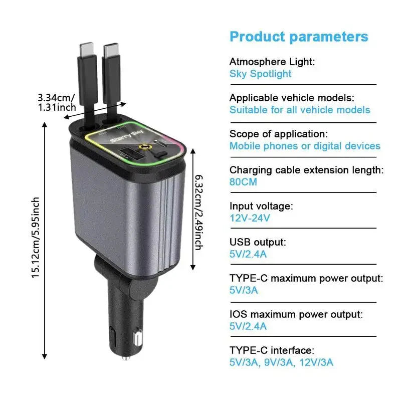 Dabfavshop Starry Sky Car Charger with Dual USB Ports