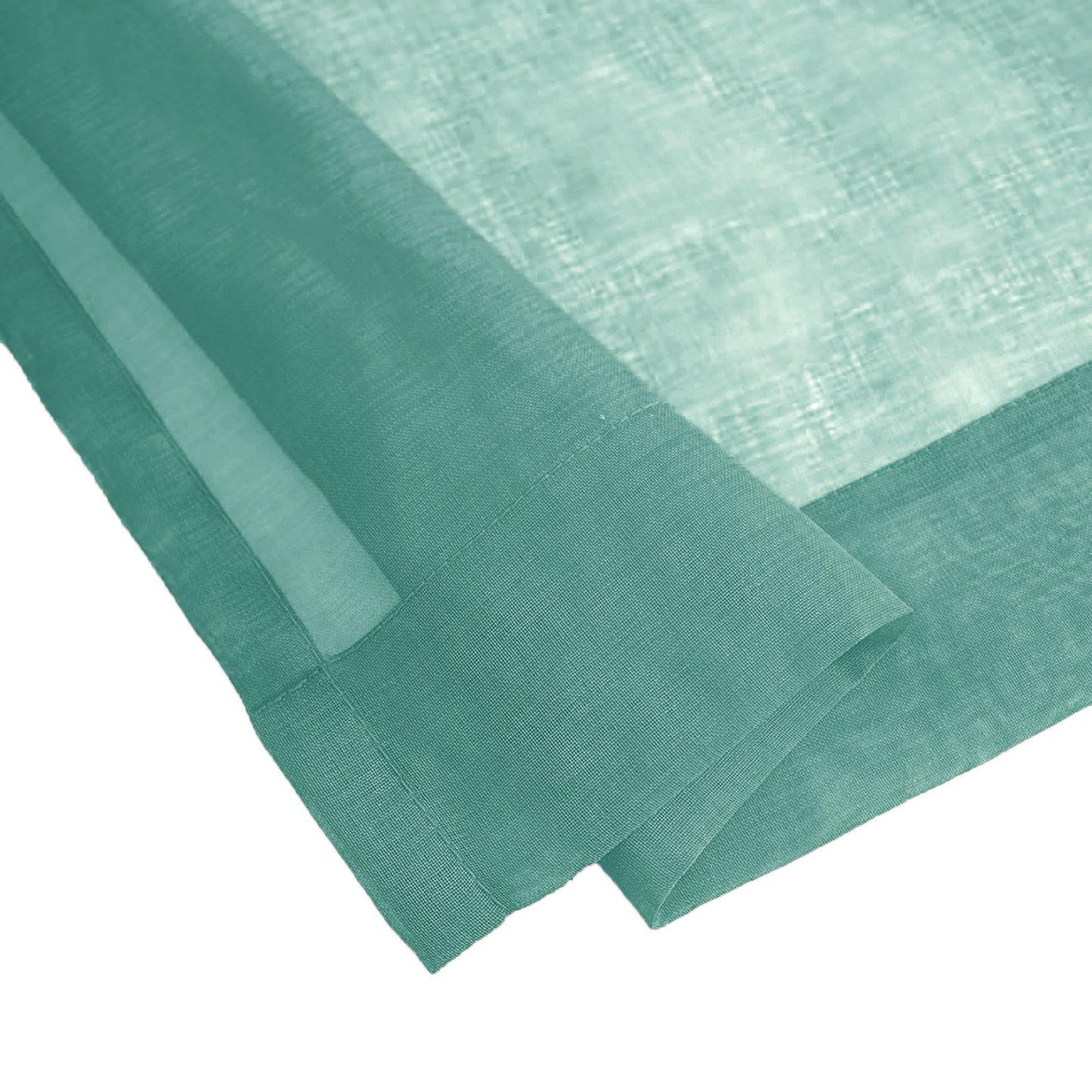 63" Inches Long - Teal Sheer Window Rod Pocket Curtain Set (2 Panels)