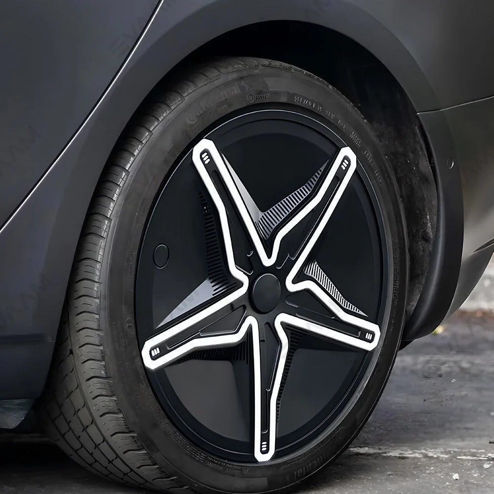 Starfish Style ABS Hubcaps for Model 3/Y | 18"/19" | 4-Piece Set | 2 Colors | Full Edge Coverage | Snap-On Install