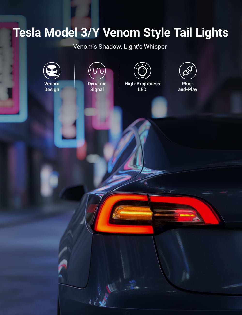 Model 3/Y Venom Style Tail Lights丨Stylish Upgrade | TESERY
