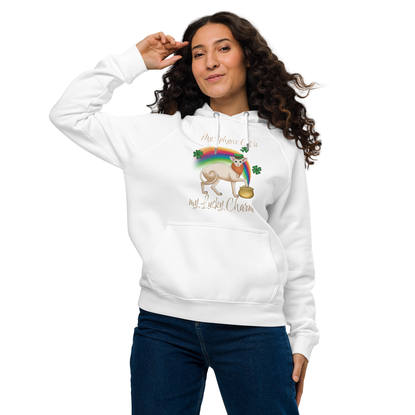 "MY SPHYNX IS MY LUCKY CHARM" WOMEN'S ECO HOODIE
