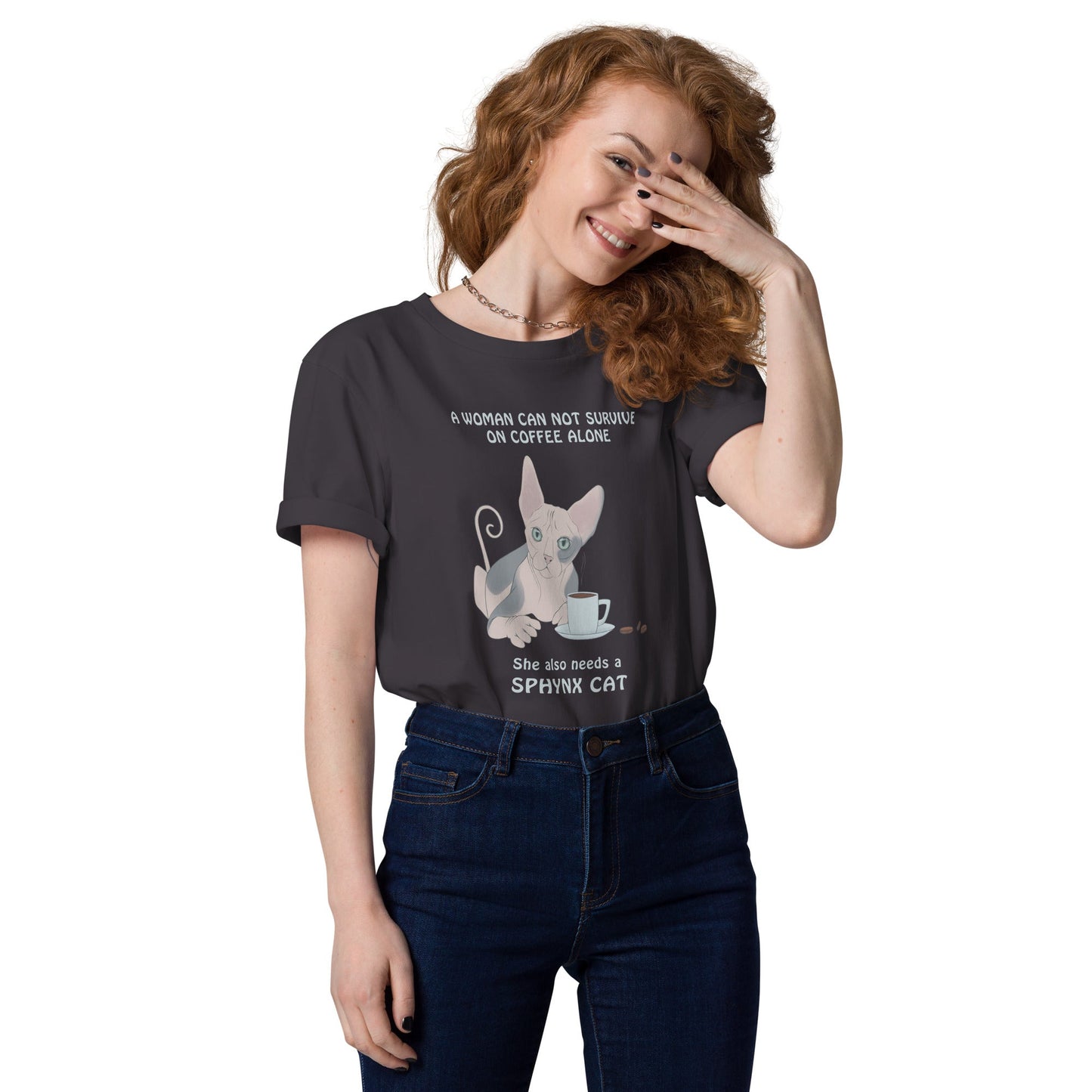 "WOMAN CAN'T SURVIVE ON COFFEE ALONE" WOMAN'S ECO TEE
