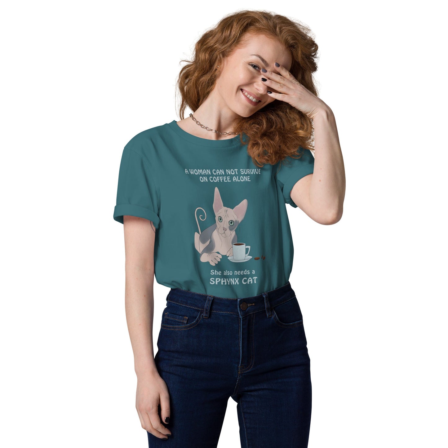 "WOMAN CAN'T SURVIVE ON COFFEE ALONE" WOMAN'S ECO TEE