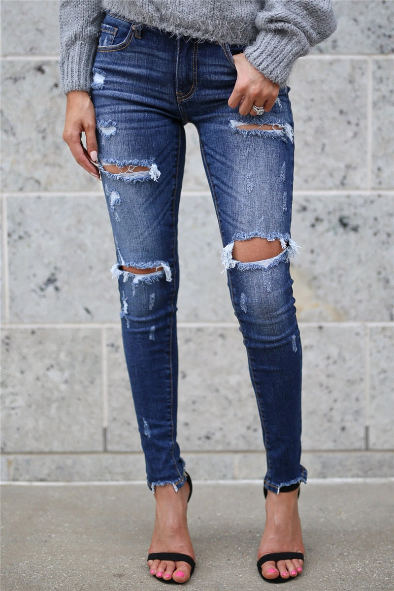 EtherealBe boyfriend ripped jeans for women - Distressed