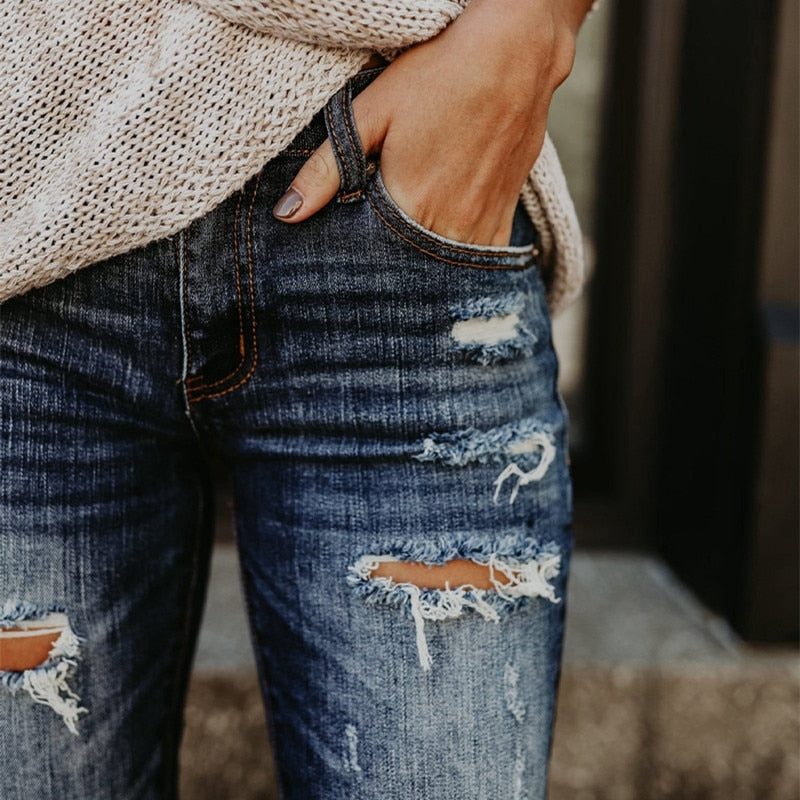 EtherealBe boyfriend ripped jeans for women - Distressed