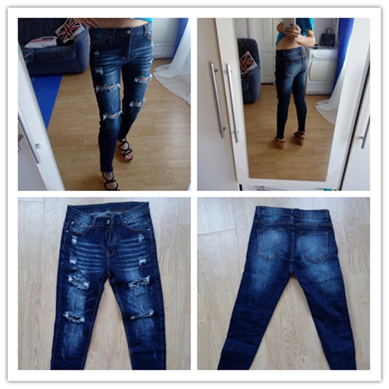 EtherealBe boyfriend ripped jeans for women - Distressed