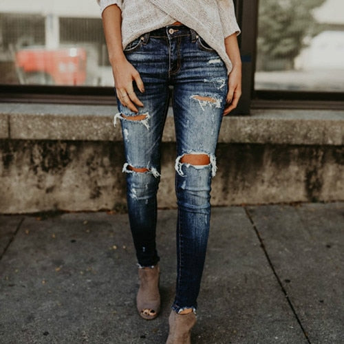 EtherealBe boyfriend ripped jeans for women - Distressed