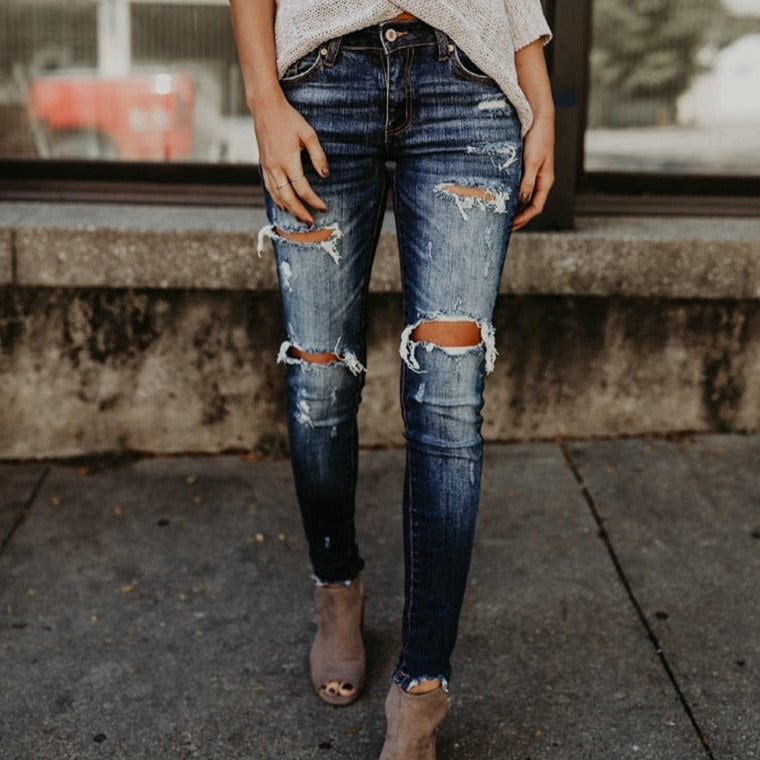 EtherealBe boyfriend ripped jeans for women - Distressed