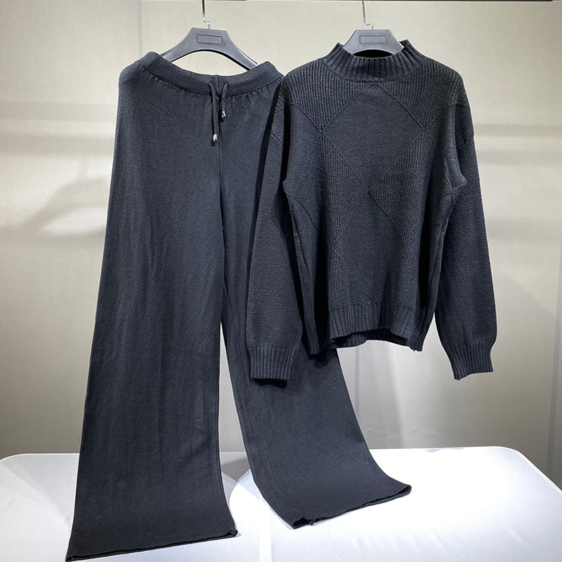 EtherealBe chic wide leg sweater pants set - Cozy Knit