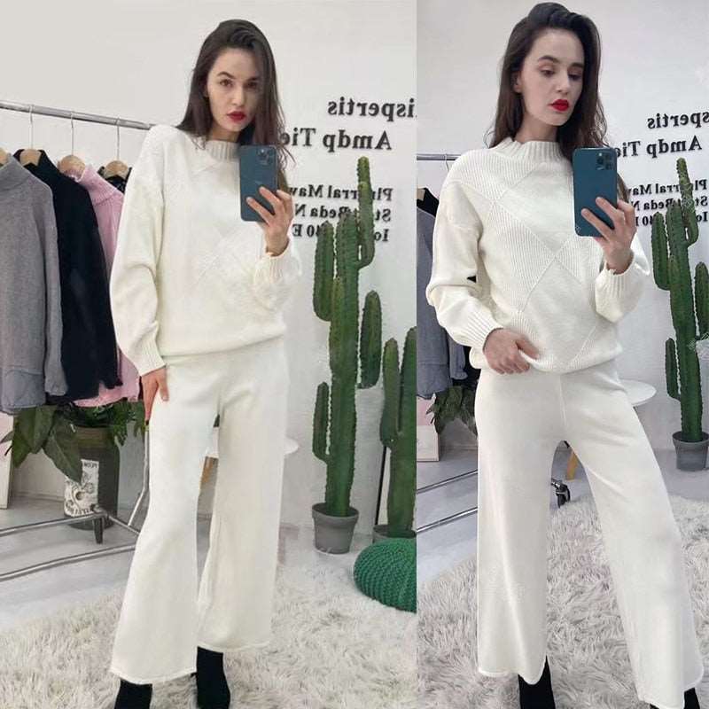 EtherealBe chic wide leg sweater pants set - Cozy Knit