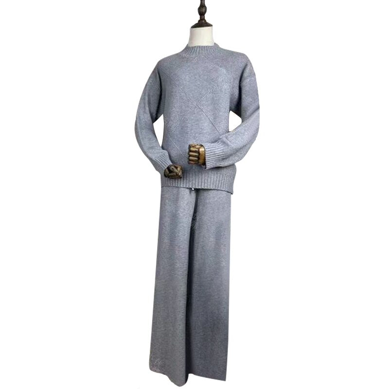 EtherealBe chic wide leg sweater pants set - Cozy Knit