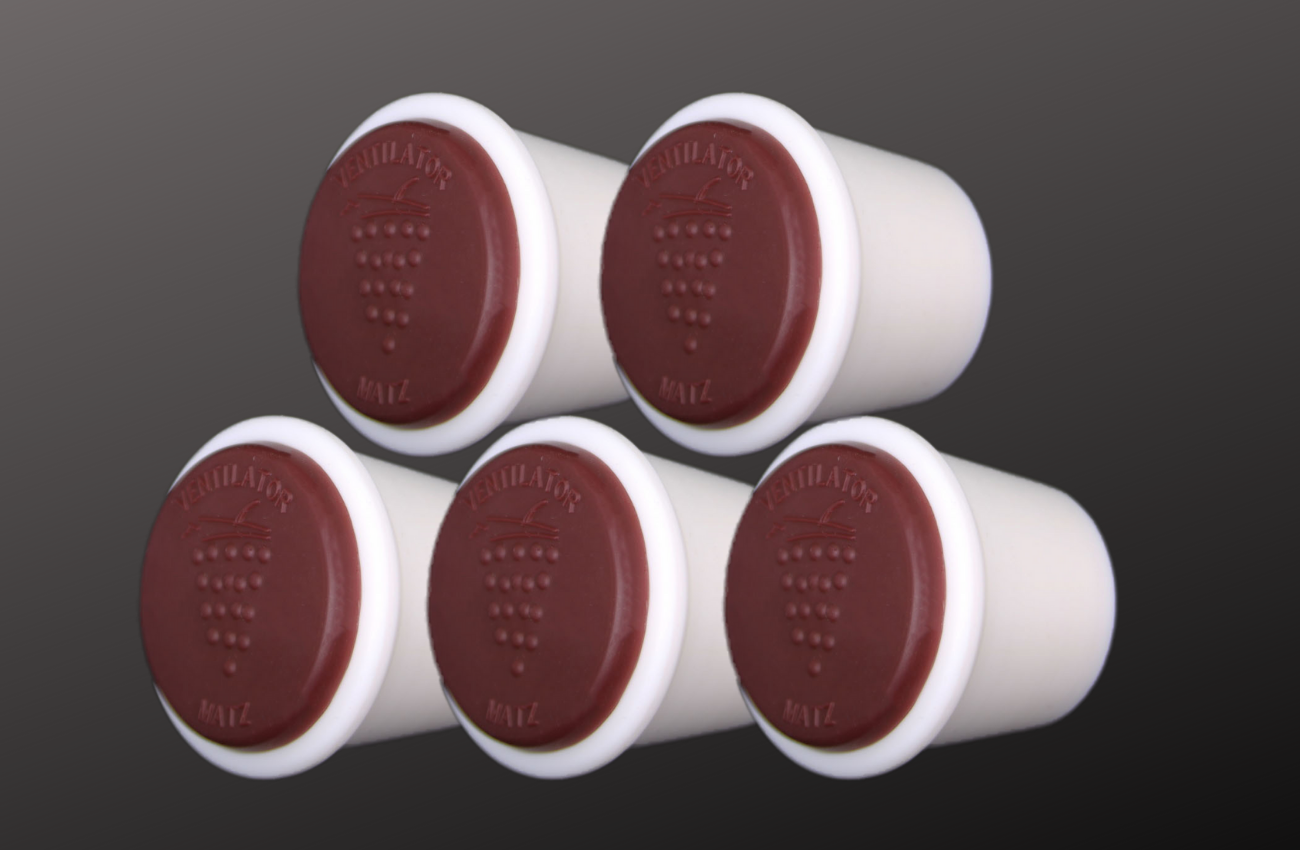 Fermenting Ventilating Tall Bung with Burgundy Top | Food-Grade Silicone Barrel Bung for Wine & Beer Makers, Craft Brewing & Vintner Aging Supplies - 10 Pack