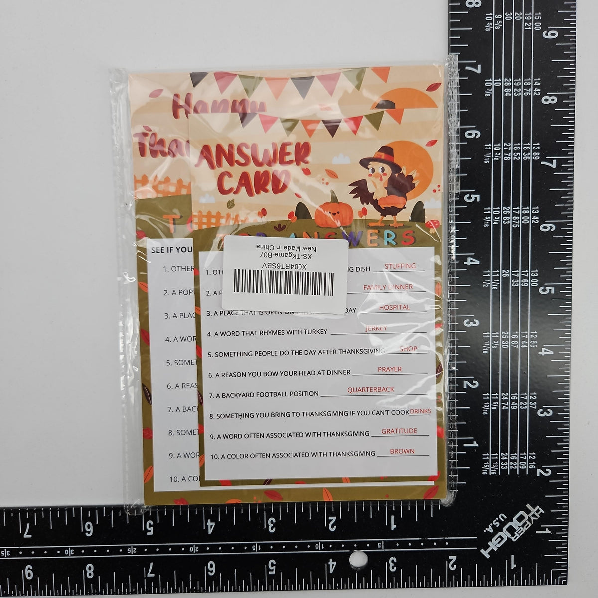 Thanksgiving Top Answers Icebreaker Game Cards, 30 Cards + Answer Card