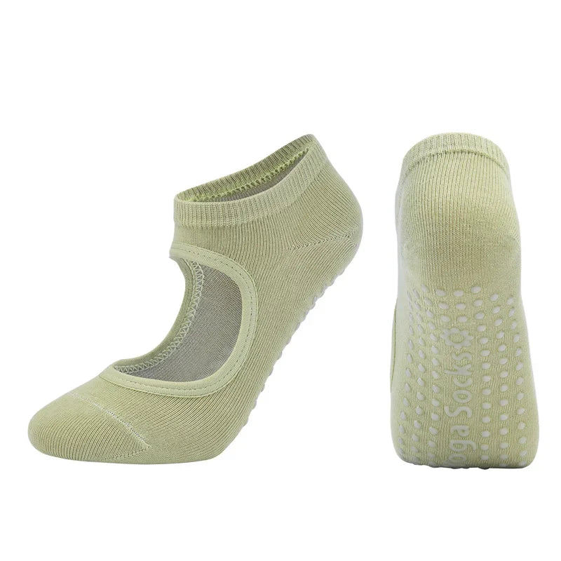 Women High Quality Pilates Socks Anti-Slip Breathable Backless Yoga Socks Ankle Ladies Ballet Dance Sports Socks